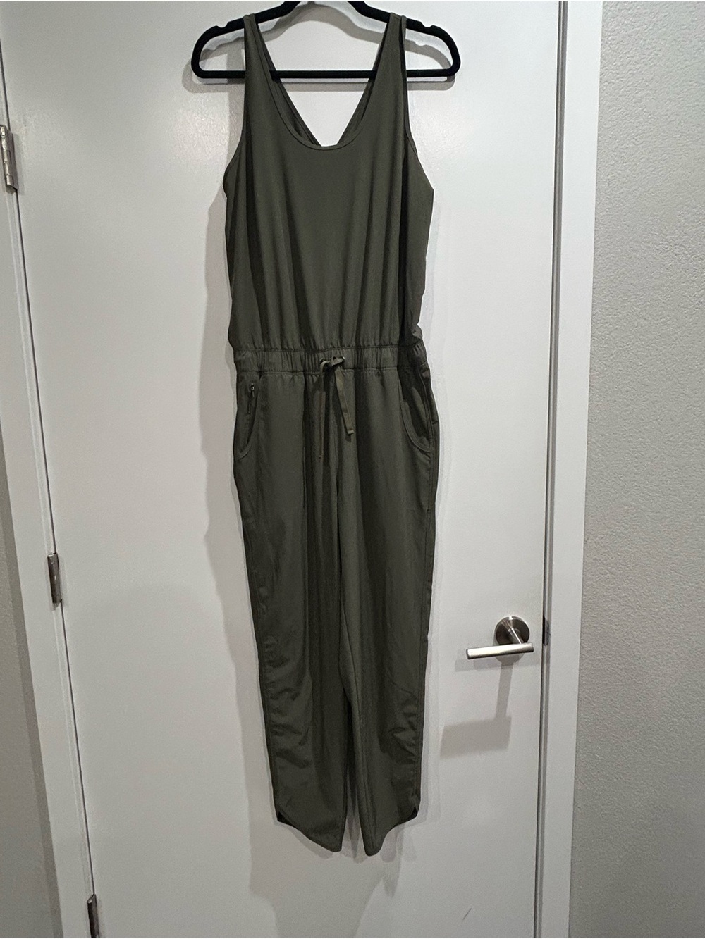 Patagonia Olive Green Sleeveless Drawstring Jumpsuit Medium cross back long